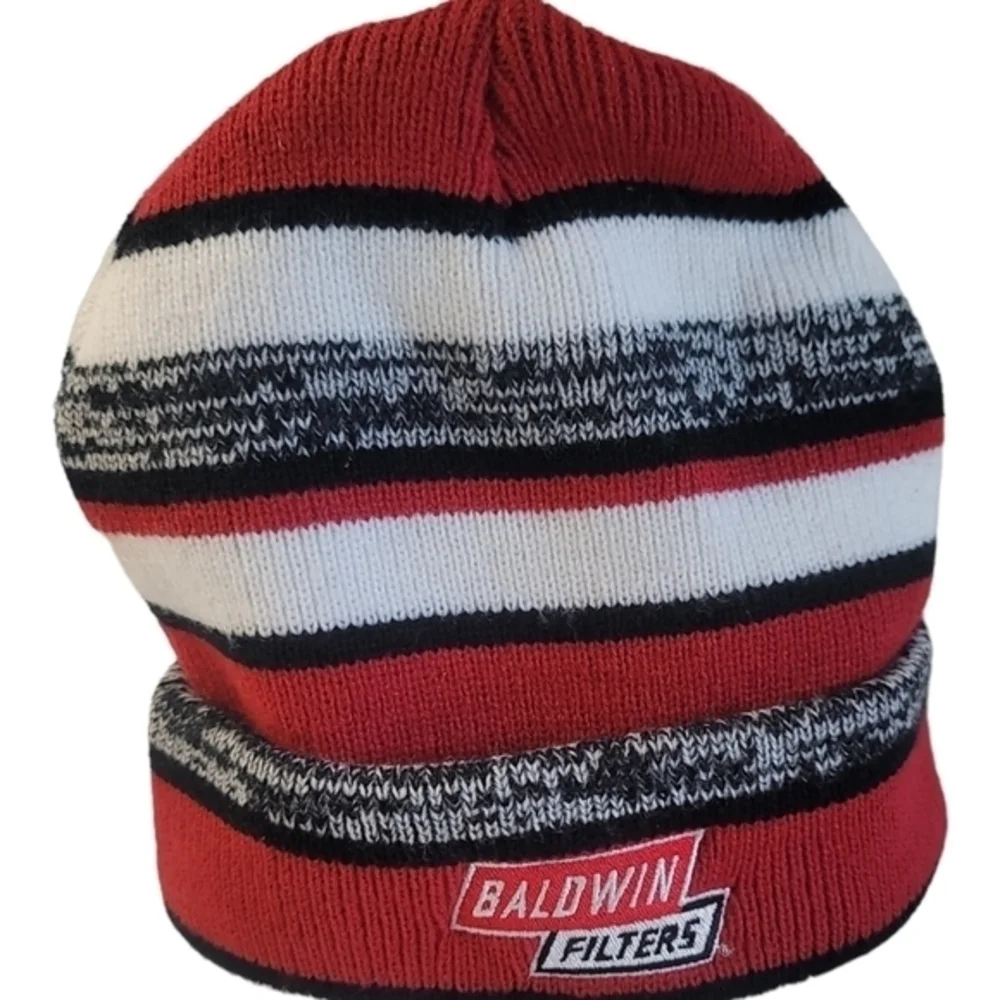 Vintage‎ Baldwin Filters Beanie Winter Knit Cuff Hat Stocking Cap Made in China.